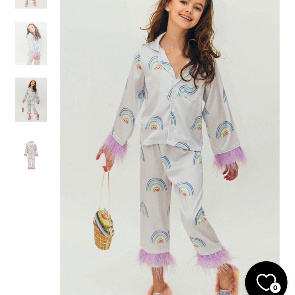 RAINBOW FEATHER TRIMS SILKY SET
